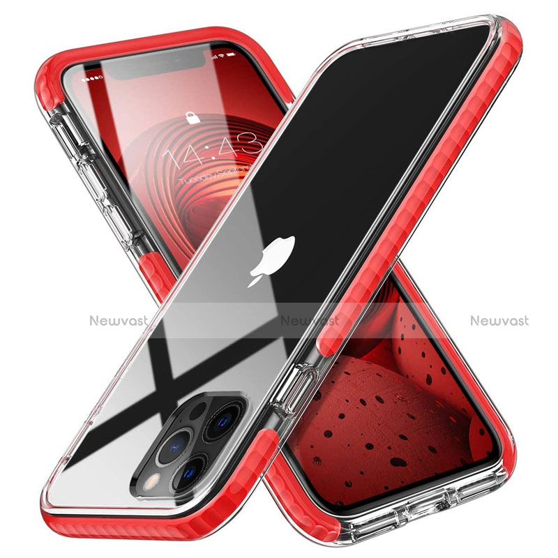 Ultra-thin Transparent TPU Soft Case Cover S03 for Apple iPhone 12 Pro Max Red