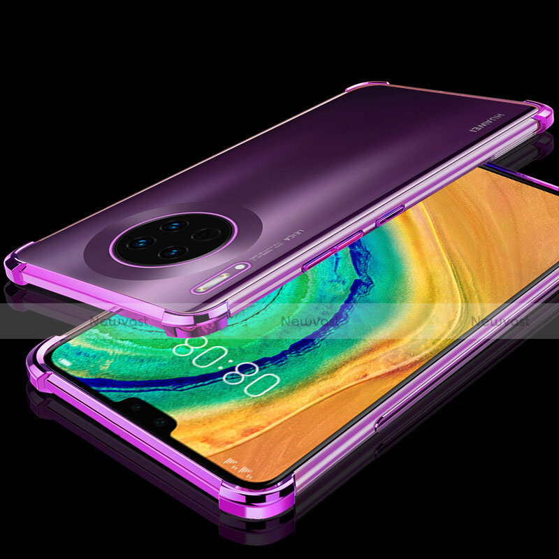 Ultra-thin Transparent TPU Soft Case Cover S03 for Huawei Mate 30 5G Purple