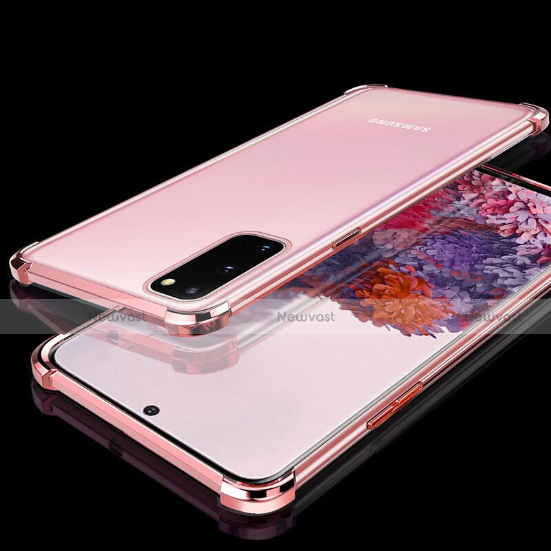 Ultra-thin Transparent TPU Soft Case Cover S03 for Samsung Galaxy S20 5G Rose Gold