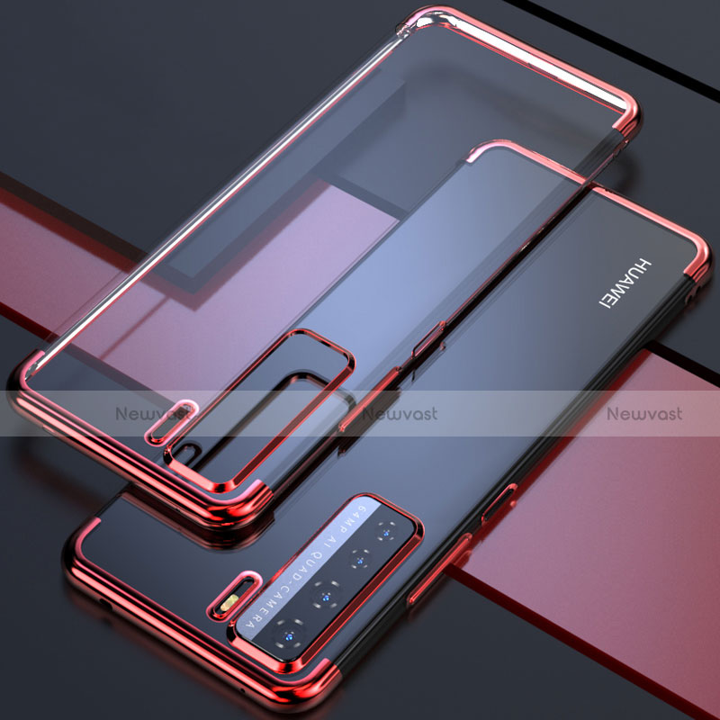 Ultra-thin Transparent TPU Soft Case Cover S04 for Huawei Nova 7 SE 5G Red
