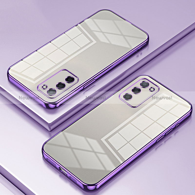 Ultra-thin Transparent TPU Soft Case Cover SY1 for Oppo A55 5G Purple