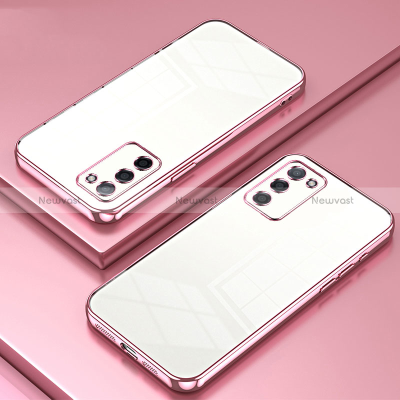 Ultra-thin Transparent TPU Soft Case Cover SY1 for Oppo A55 5G Rose Gold