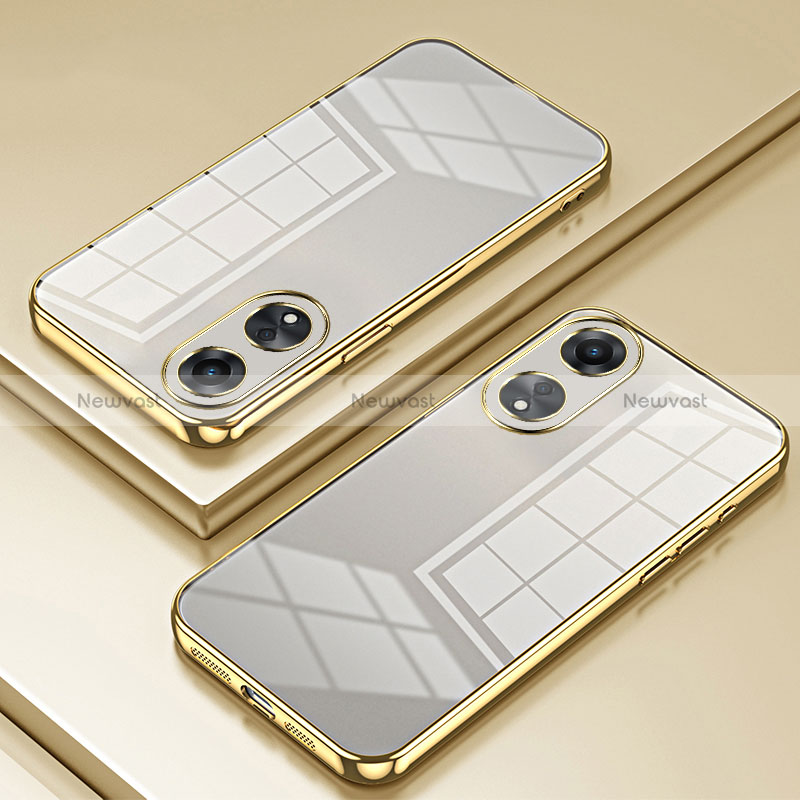 Ultra-thin Transparent TPU Soft Case Cover SY1 for Oppo A58 5G Gold