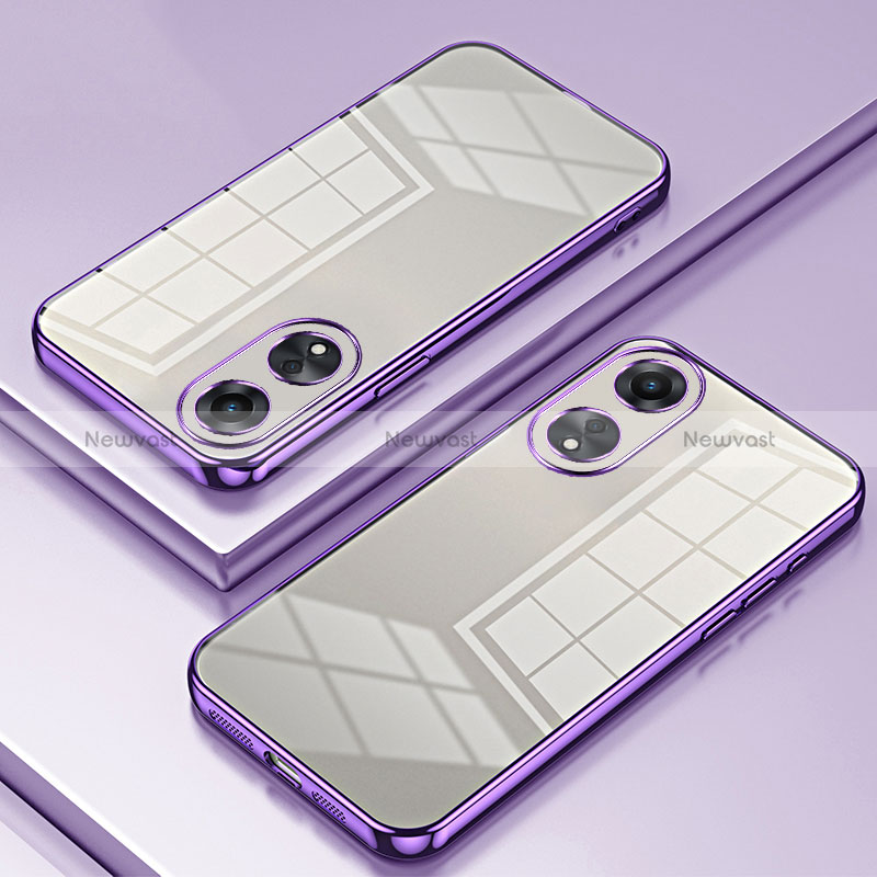 Ultra-thin Transparent TPU Soft Case Cover SY1 for Oppo A58 5G Purple