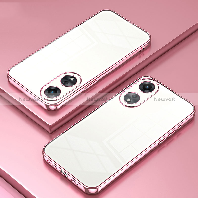 Ultra-thin Transparent TPU Soft Case Cover SY1 for Oppo A58 5G Rose Gold