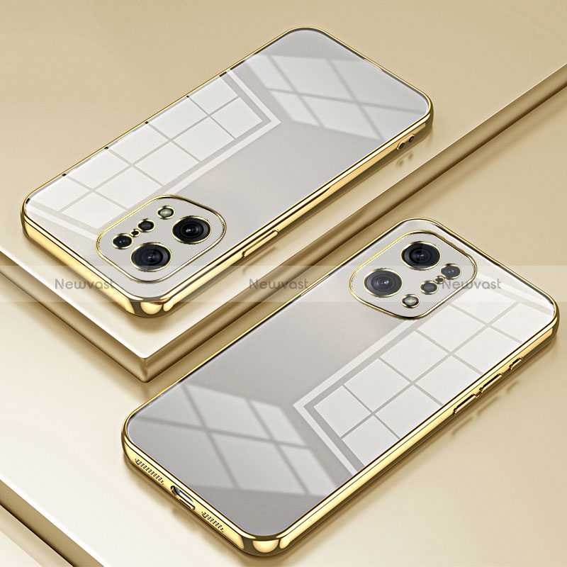 Ultra-thin Transparent TPU Soft Case Cover SY1 for Oppo Find X5 5G Gold