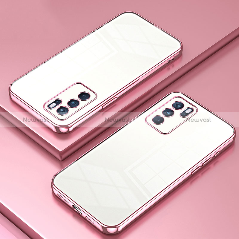 Ultra-thin Transparent TPU Soft Case Cover SY1 for Oppo Reno6 Pro 5G Rose Gold