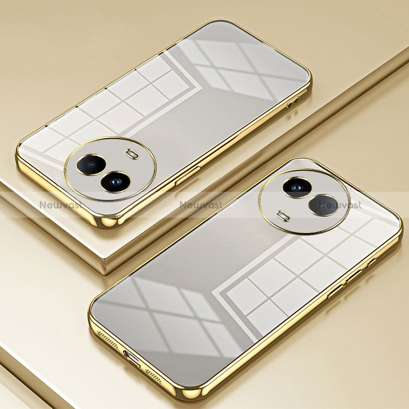 Ultra-thin Transparent TPU Soft Case Cover SY1 for Realme V50s 5G Gold