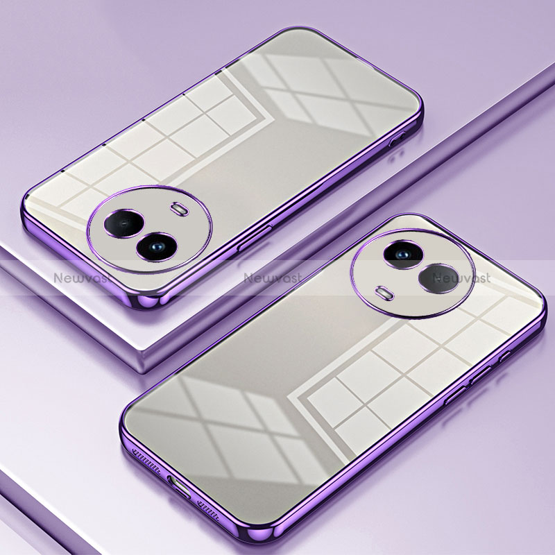 Ultra-thin Transparent TPU Soft Case Cover SY1 for Realme V50s 5G Purple