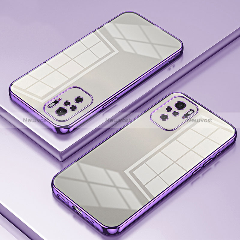 Ultra-thin Transparent TPU Soft Case Cover SY1 for Xiaomi Redmi Note 10 4G Purple