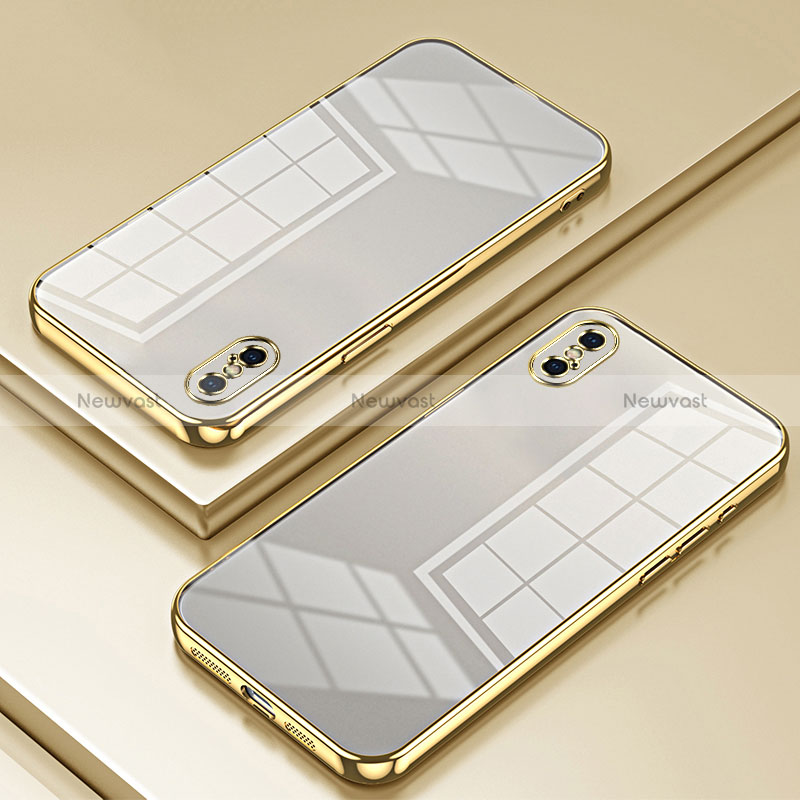 Ultra-thin Transparent TPU Soft Case Cover SY2 for Apple iPhone Xs Gold