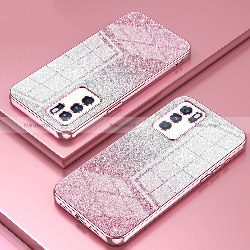 Ultra-thin Transparent TPU Soft Case Cover SY2 for Oppo Reno6 Pro 5G Rose Gold