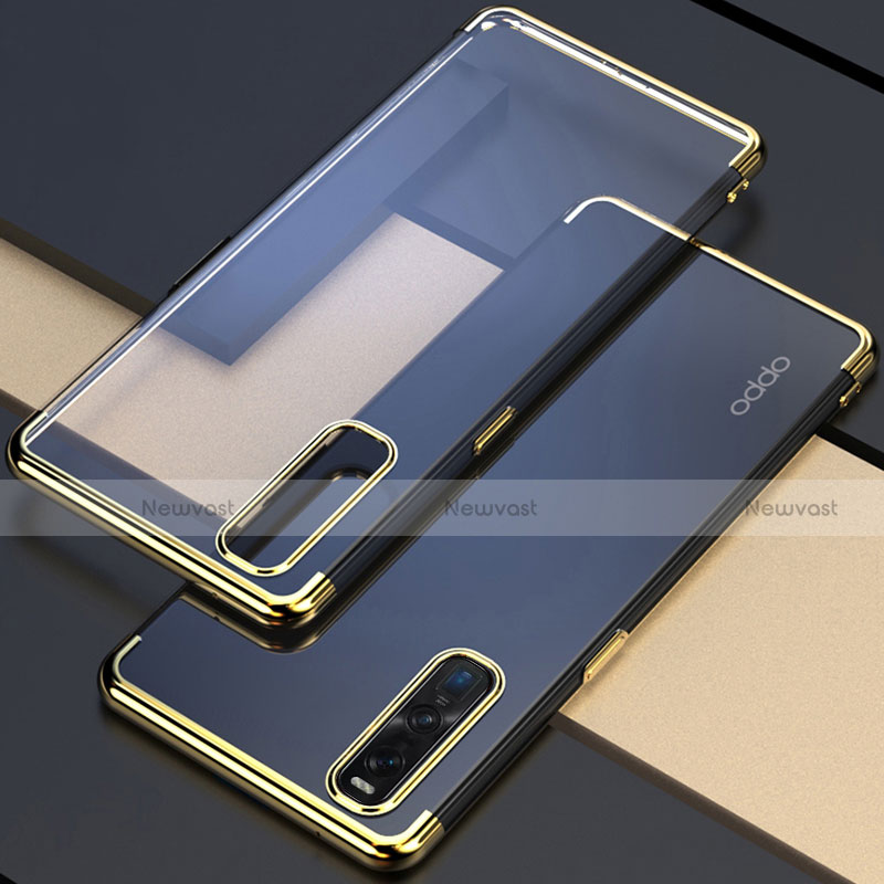 Ultra-thin Transparent TPU Soft Case Cover U01 for Oppo Find X2 Pro Gold