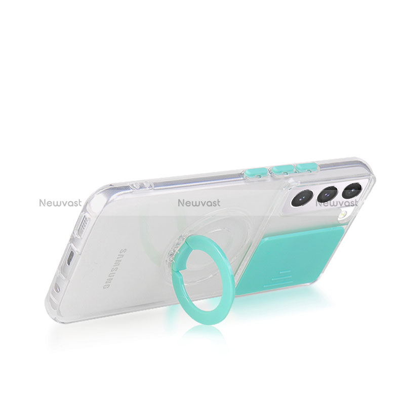 Ultra-thin Transparent TPU Soft Case Cover with Finger Ring Stand S01 for Samsung Galaxy S24 5G