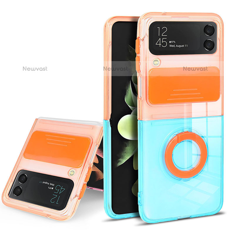 Ultra-thin Transparent TPU Soft Case Cover with Finger Ring Stand S02 for Samsung Galaxy Z Flip3 5G