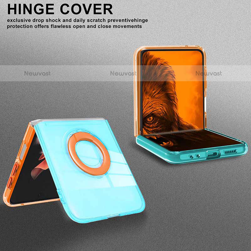 Ultra-thin Transparent TPU Soft Case Cover with Finger Ring Stand S02 for Samsung Galaxy Z Flip3 5G