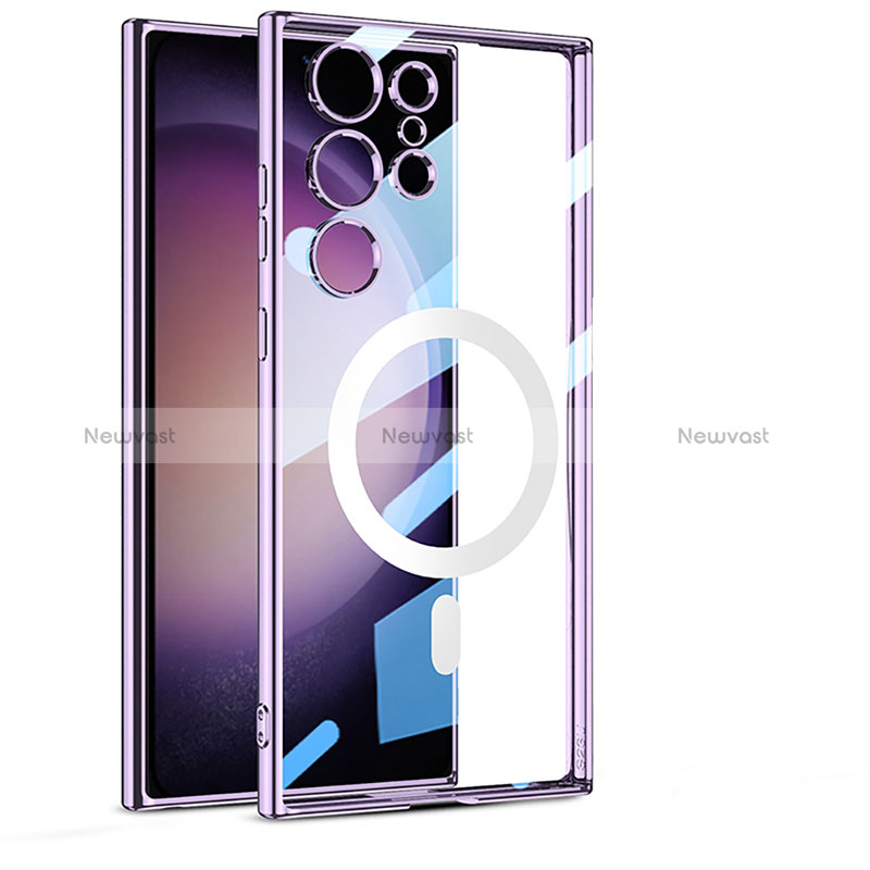 Ultra-thin Transparent TPU Soft Case Cover with Mag-Safe Magnetic AC1 for Samsung Galaxy S24 Ultra 5G Purple