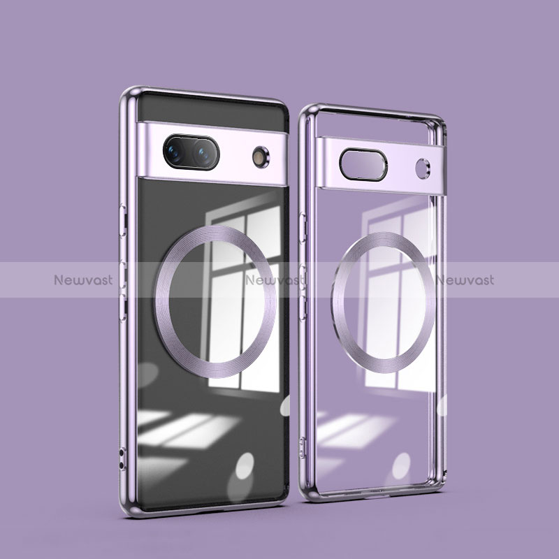 Ultra-thin Transparent TPU Soft Case Cover with Mag-Safe Magnetic AN1 for Google Pixel 7a 5G Clove Purple
