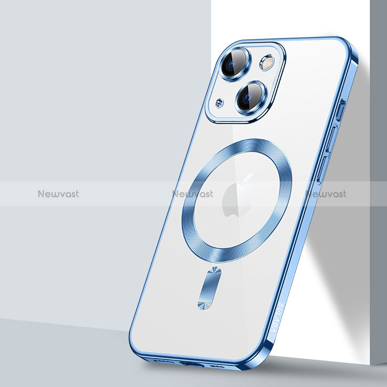 Ultra-thin Transparent TPU Soft Case Cover with Mag-Safe Magnetic LD2 for Apple iPhone 15 Blue