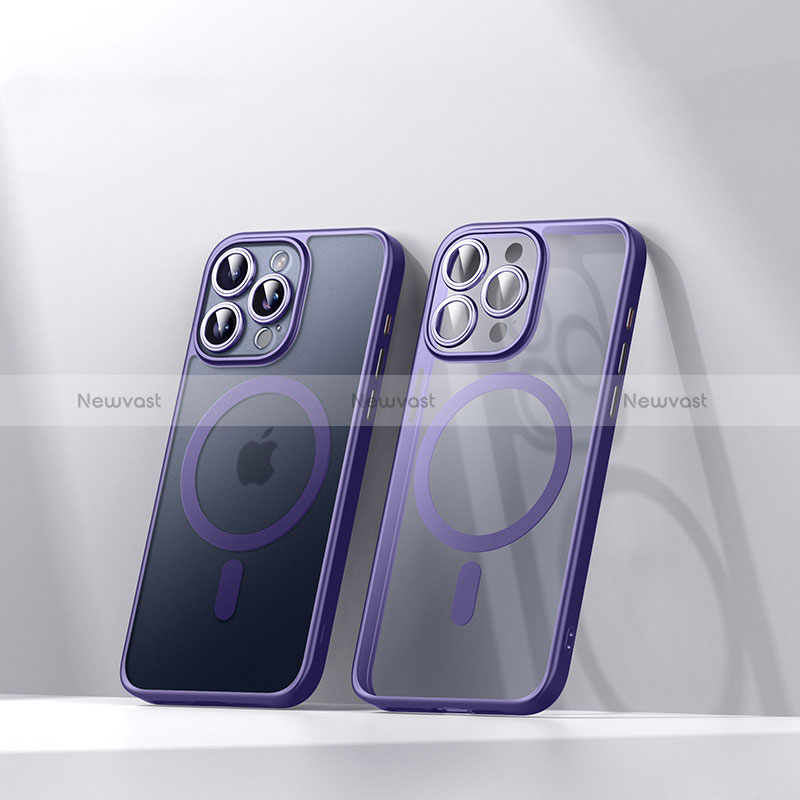 Ultra-thin Transparent TPU Soft Case Cover with Mag-Safe Magnetic LD4 for Apple iPhone 14 Pro Max Purple