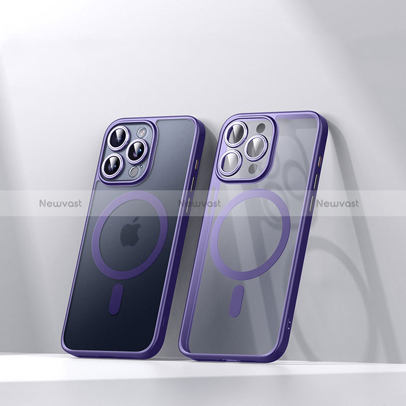 Ultra-thin Transparent TPU Soft Case Cover with Mag-Safe Magnetic LD4 for Apple iPhone 15 Pro Max Purple