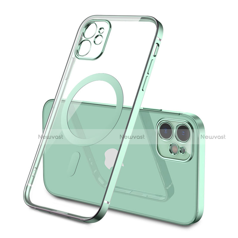 Ultra-thin Transparent TPU Soft Case Cover with Mag-Safe Magnetic M01 for Apple iPhone 12 Matcha Green