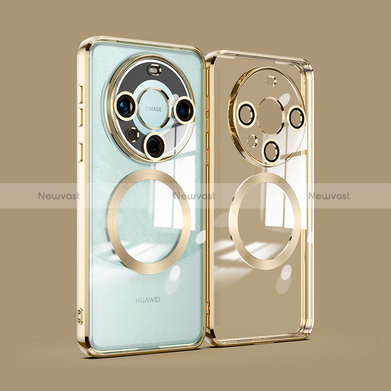 Ultra-thin Transparent TPU Soft Case Cover with Mag-Safe Magnetic P01 for Huawei Mate 60 Pro Gold