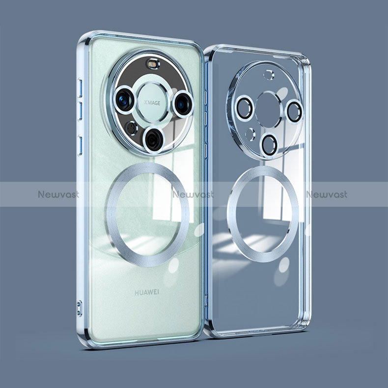 Ultra-thin Transparent TPU Soft Case Cover with Mag-Safe Magnetic P01 for Huawei Mate 60 Sky Blue