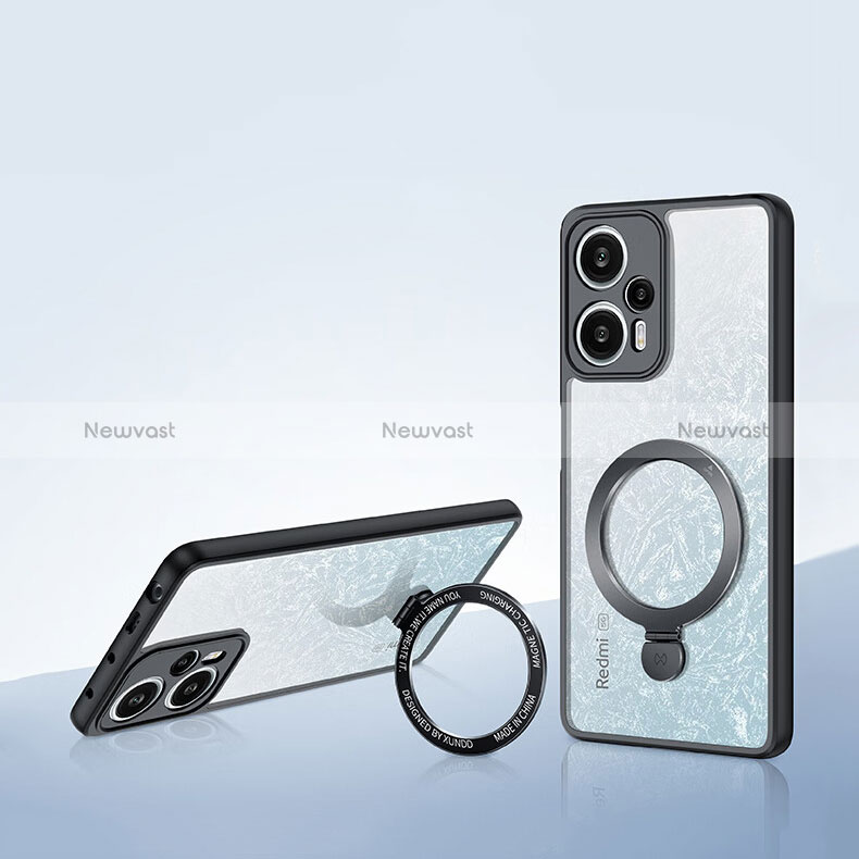 Ultra-thin Transparent TPU Soft Case Cover with Mag-Safe Magnetic P01 for Xiaomi Poco F5 5G Black