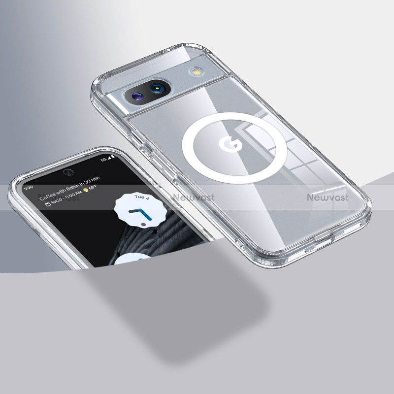 Ultra-thin Transparent TPU Soft Case Cover with Mag-Safe Magnetic QK1 for Google Pixel 8a 5G Clear