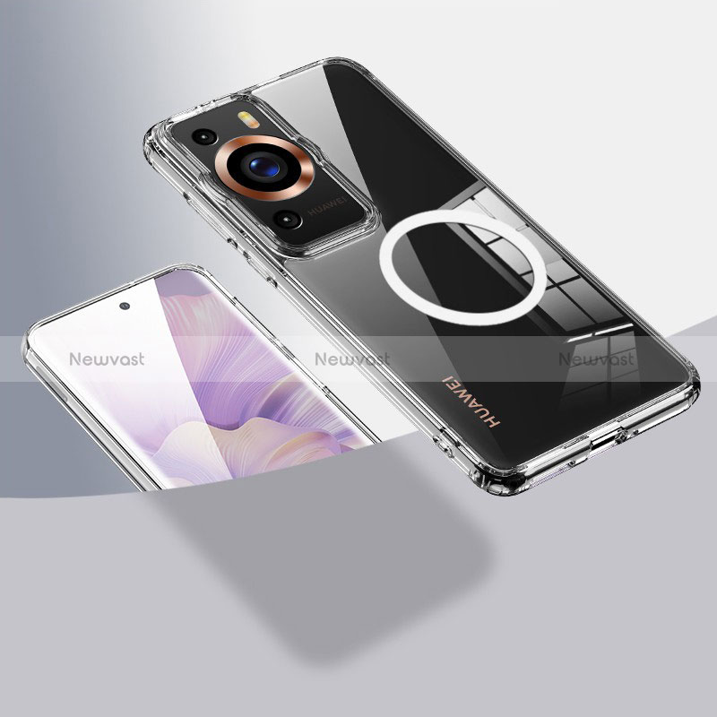 Ultra-thin Transparent TPU Soft Case Cover with Mag-Safe Magnetic QK1 for Huawei P60 Pro Clear