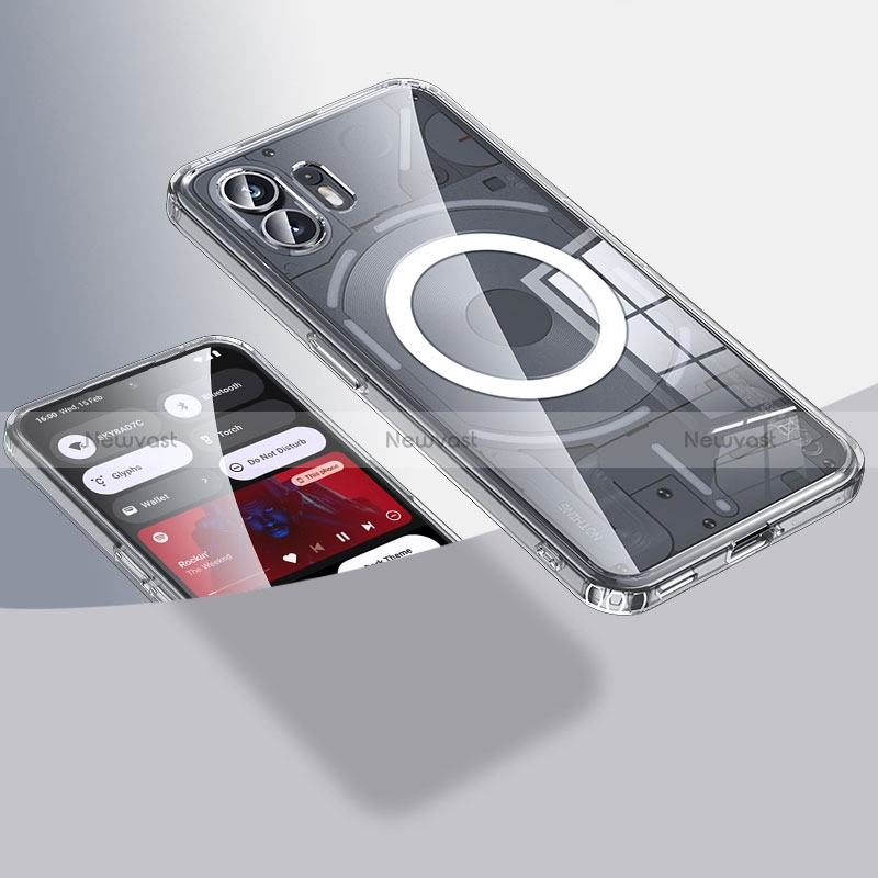 Ultra-thin Transparent TPU Soft Case Cover with Mag-Safe Magnetic QK1 for Nothing Phone 2 Clear