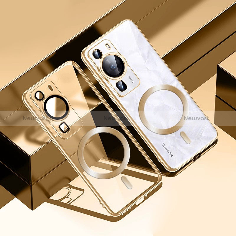 Ultra-thin Transparent TPU Soft Case Cover with Mag-Safe Magnetic S01 for Huawei P60 Gold