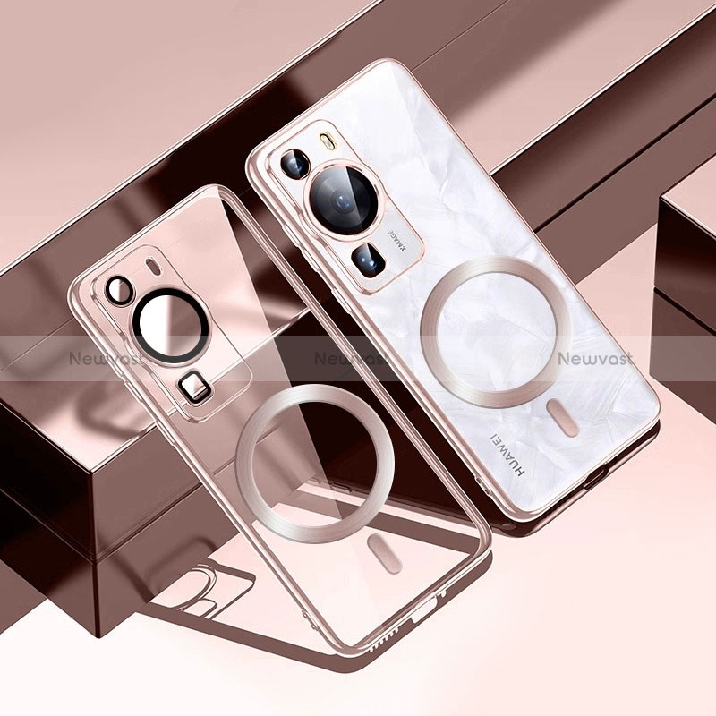 Ultra-thin Transparent TPU Soft Case Cover with Mag-Safe Magnetic S01 for Huawei P60 Rose Gold