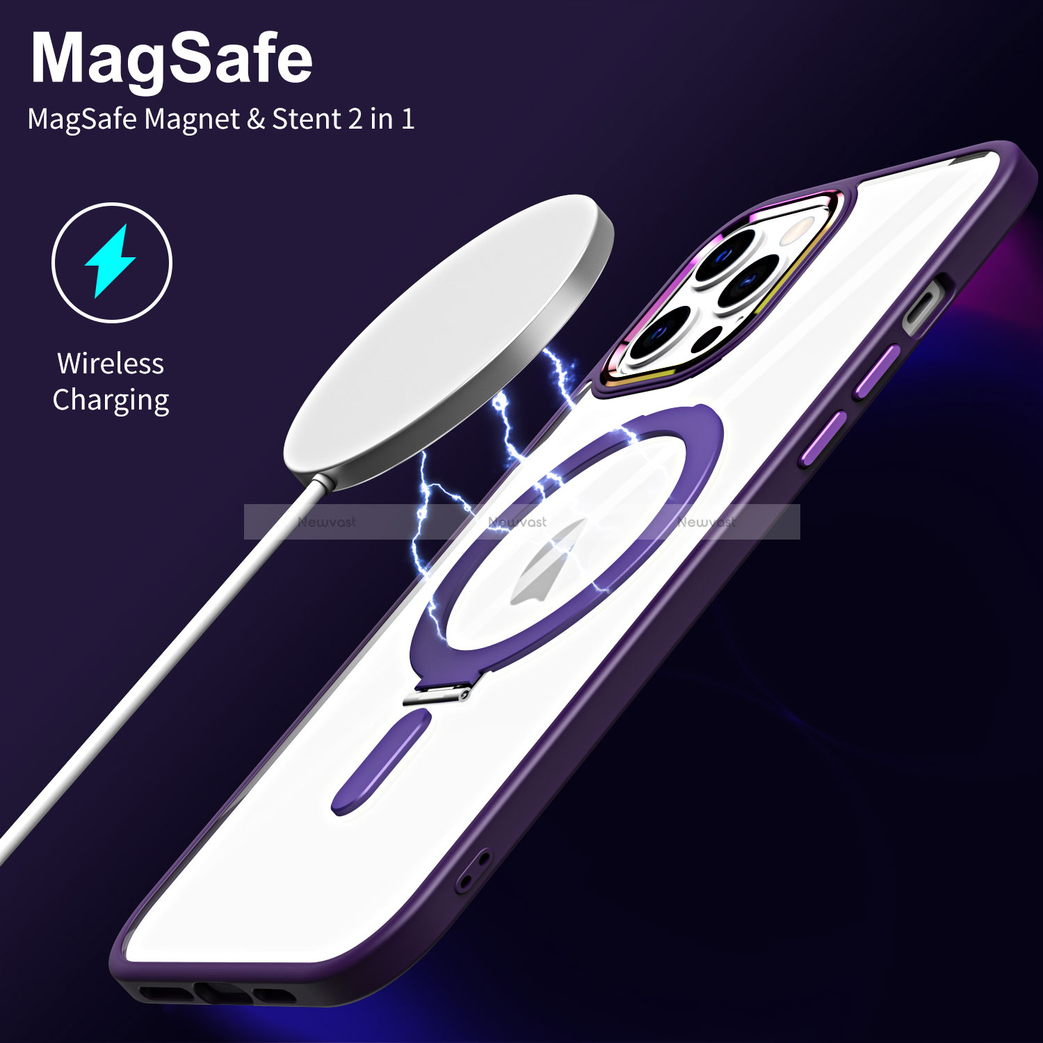 Ultra-thin Transparent TPU Soft Case Cover with Mag-Safe Magnetic SD1 for Apple iPhone 12 Pro Max