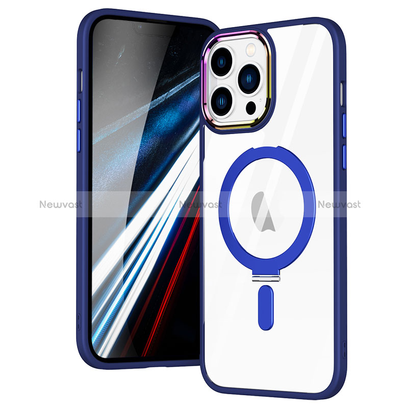 Ultra-thin Transparent TPU Soft Case Cover with Mag-Safe Magnetic SD1 for Apple iPhone 13 Pro Blue