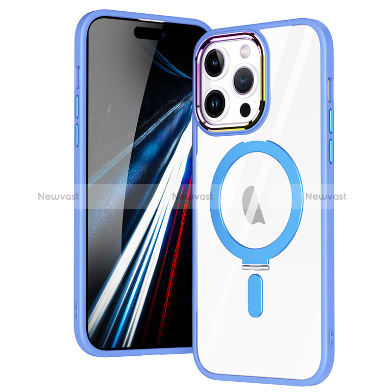 Ultra-thin Transparent TPU Soft Case Cover with Mag-Safe Magnetic SD1 for Apple iPhone 14 Pro Max Sky Blue