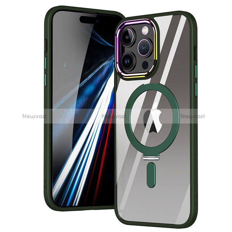 Ultra-thin Transparent TPU Soft Case Cover with Mag-Safe Magnetic SD1 for Apple iPhone 16 Pro Green