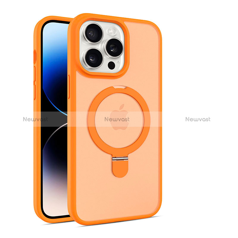 Ultra-thin Transparent TPU Soft Case Cover with Mag-Safe Magnetic T02 for Apple iPhone 15 Pro Max Orange