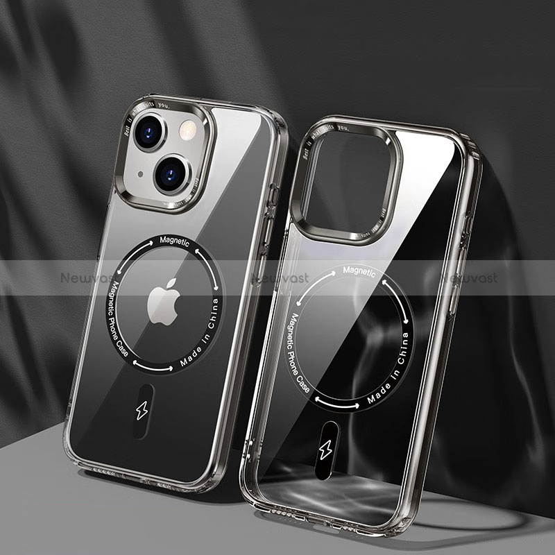 Ultra-thin Transparent TPU Soft Case Cover with Mag-Safe Magnetic TB1 for Apple iPhone 14 Plus Gray