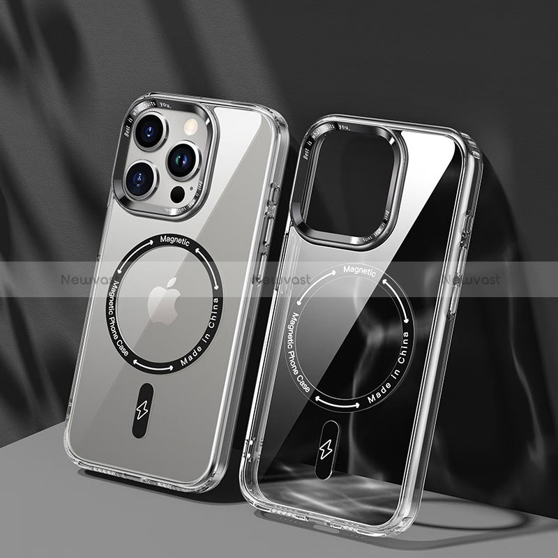 Ultra-thin Transparent TPU Soft Case Cover with Mag-Safe Magnetic TB1 for Apple iPhone 15 Pro Max