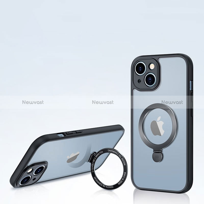 Ultra-thin Transparent TPU Soft Case Cover with Mag-Safe Magnetic XD4 for Apple iPhone 15 Plus Black