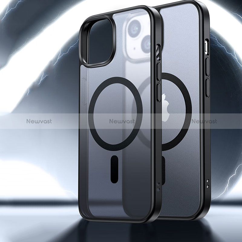 Ultra-thin Transparent TPU Soft Case Cover with Mag-Safe Magnetic XD5 for Apple iPhone 14 Plus Black