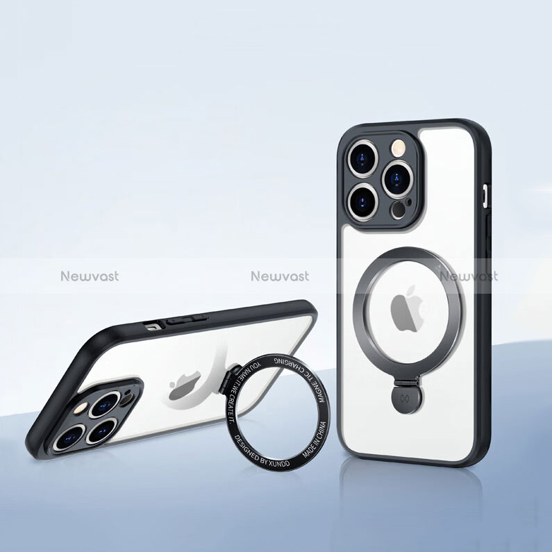 Ultra-thin Transparent TPU Soft Case Cover with Mag-Safe Magnetic XD8 for Apple iPhone 15 Pro Black