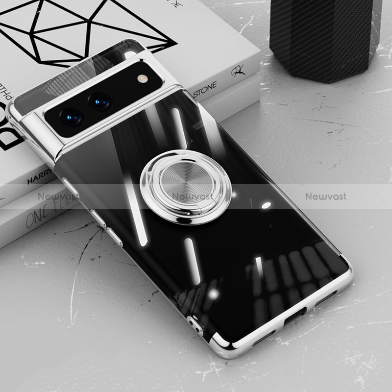 Ultra-thin Transparent TPU Soft Case Cover with Magnetic Finger Ring Stand AN1 for Google Pixel 7 5G