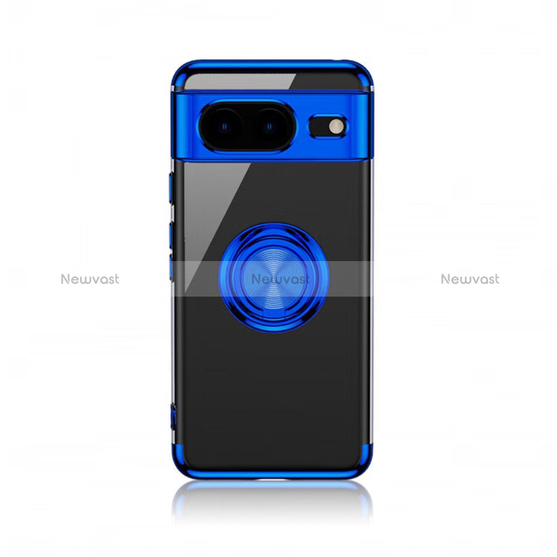 Ultra-thin Transparent TPU Soft Case Cover with Magnetic Finger Ring Stand AN1 for Google Pixel 8 5G