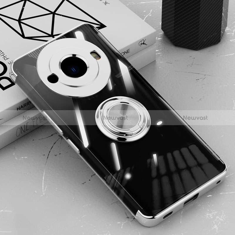 Ultra-thin Transparent TPU Soft Case Cover with Magnetic Finger Ring Stand AN1 for Sharp Aquos R8 Pro