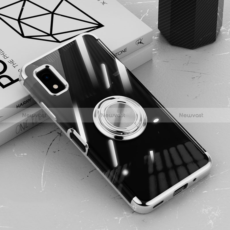 Ultra-thin Transparent TPU Soft Case Cover with Magnetic Finger Ring Stand AN1 for Sharp Aquos wish3