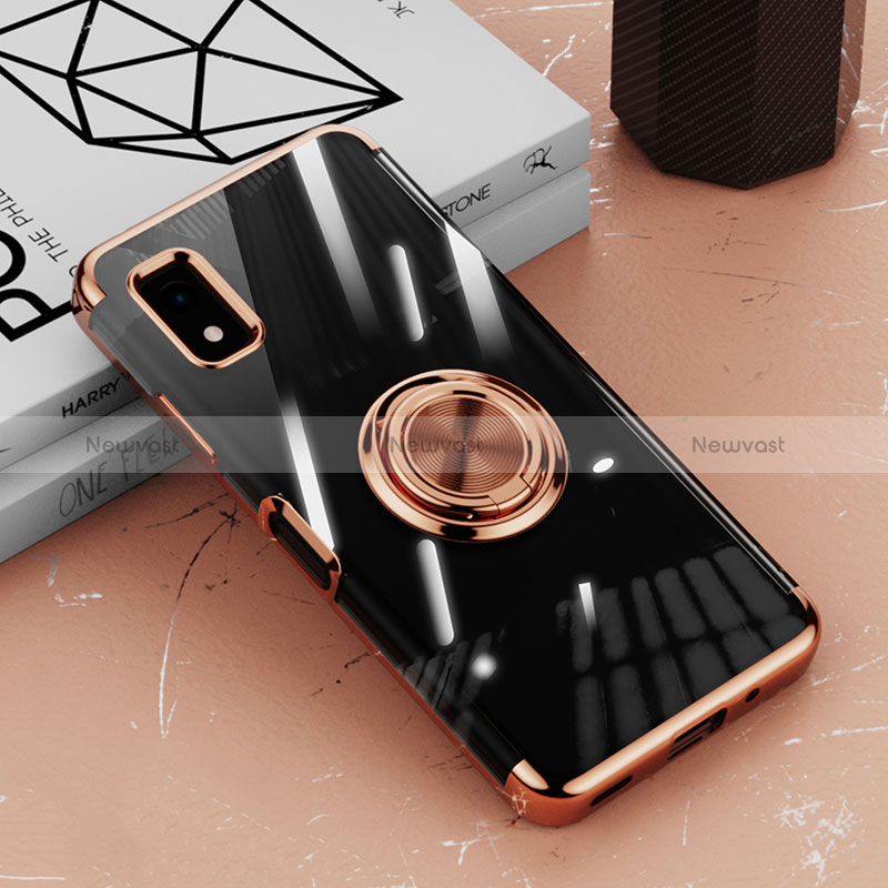 Ultra-thin Transparent TPU Soft Case Cover with Magnetic Finger Ring Stand AN1 for Sharp Aquos wish3