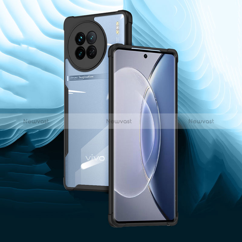 Ultra-thin Transparent TPU Soft Case Cover with Magnetic Finger Ring Stand BH1 for Vivo X90 Pro 5G